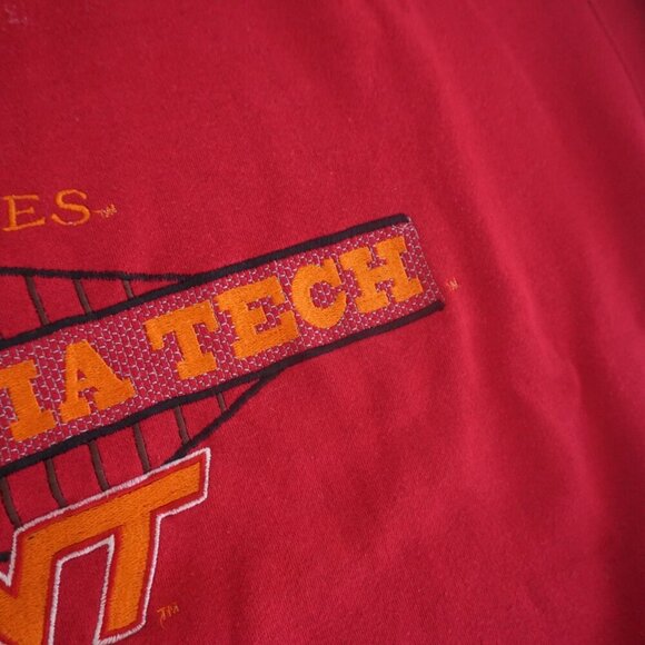 Vintage Starter Virginia Tech Hokies Red Orange Cotton Varsity Crewneck Sweater - Picture 9 of 11